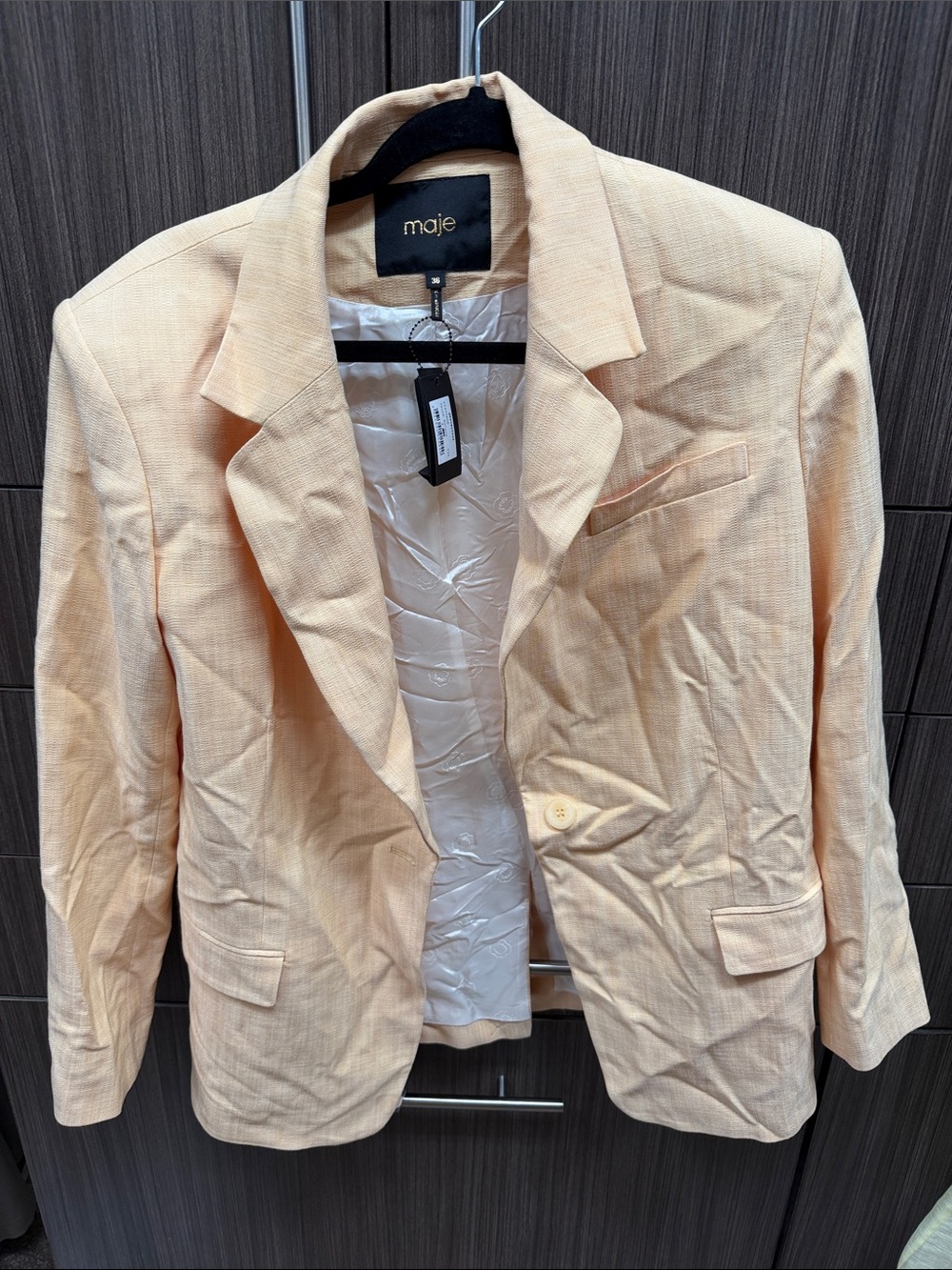Maje Peach Blazer with Notch Lapel